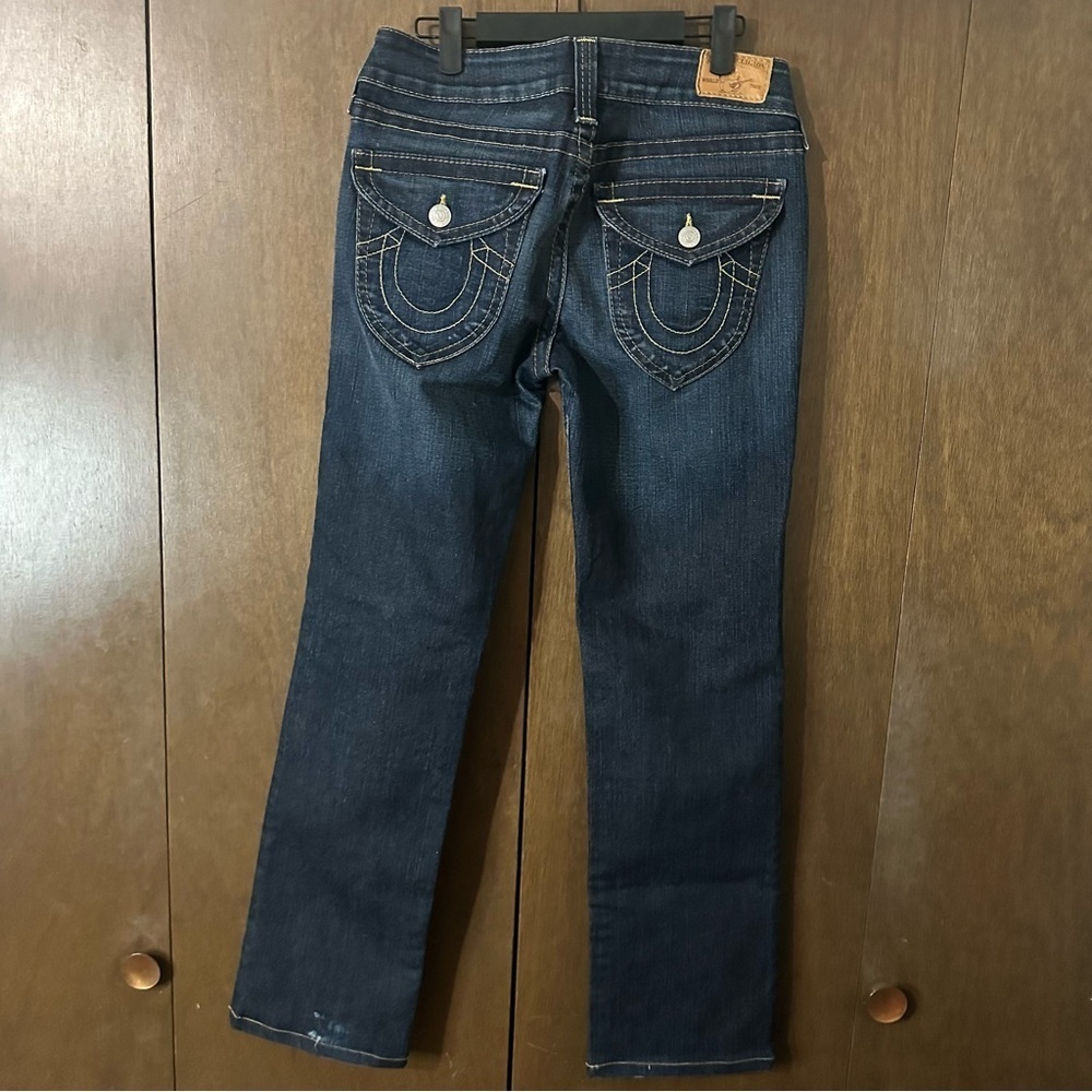 True Religion Women's Indigo Boot Cut Jeans Sz 30 Distressed Western - Picture 6 of 13